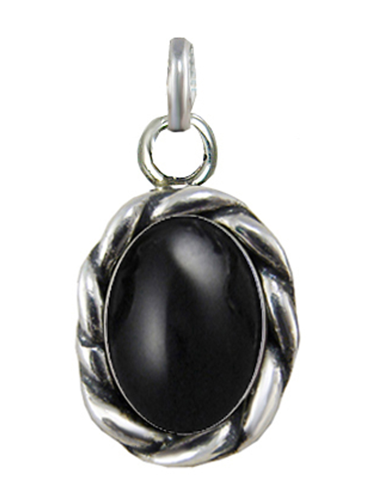 Sterling Silver Little Black Onyx Pendant Necklace